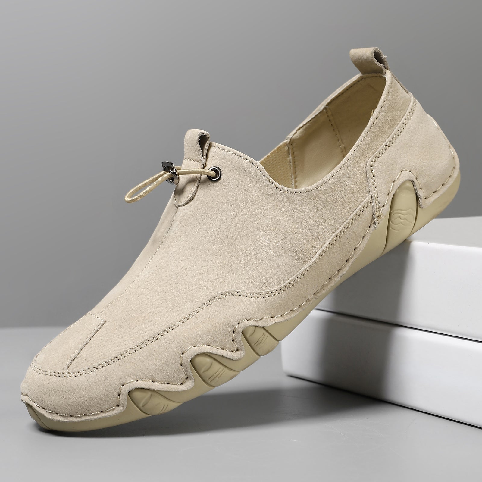 Chaussures décontractées en cuir orthopédiques à lacets et coupe basse pour hommes