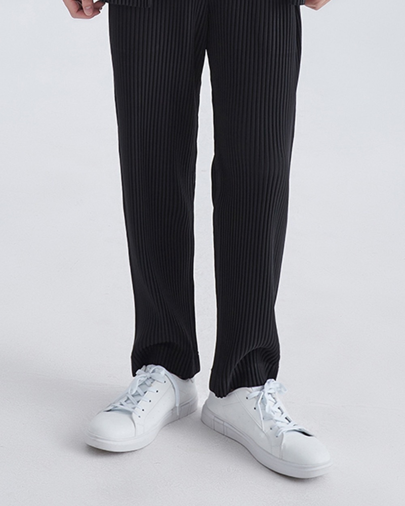 Men’s Ribbed Pants with Elastic Waistband and Tapered Leg