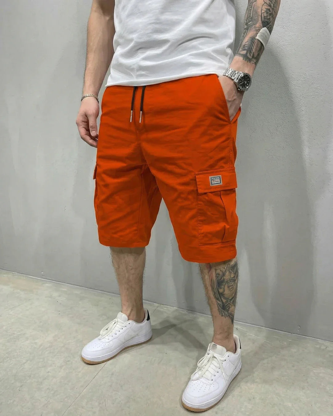 Men's Drawstring Cargo Shorts with Side Pockets