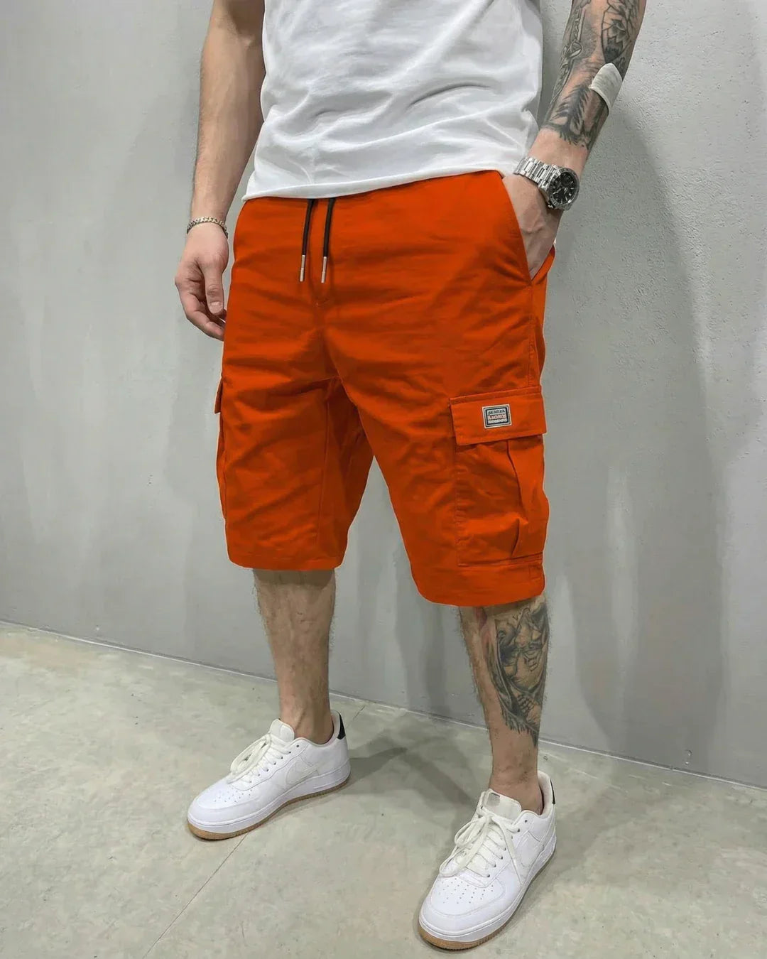 Men's Drawstring Cargo Shorts with Side Pockets
