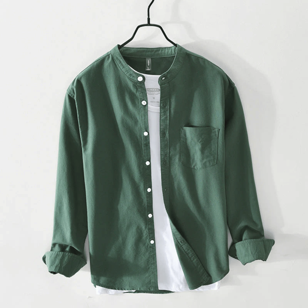 Chemise à manches longues à col band avec boutons pour hommes