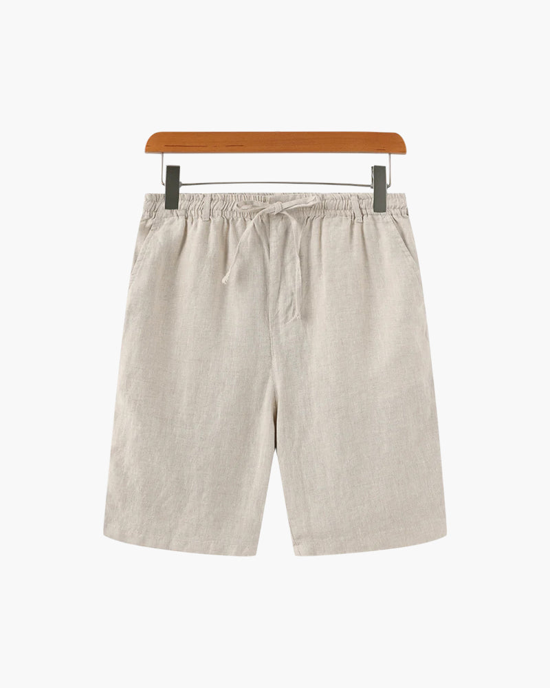 Men's Linen Drawstring Shorts with Elastic Waist