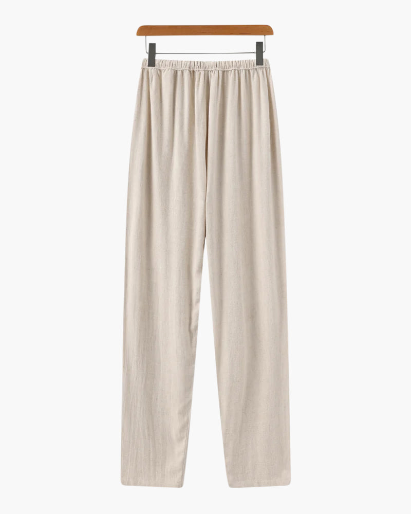 Men's Linen Drawstring Waist Relaxed Fit Straight Leg Pants