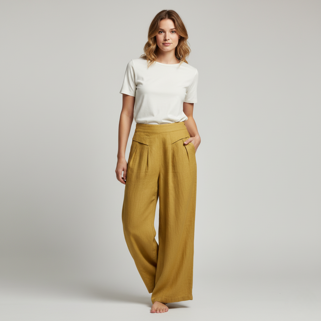 Women’s High-Waist Wide Leg Trousers with Pockets – Relaxed Everyday Silhouette