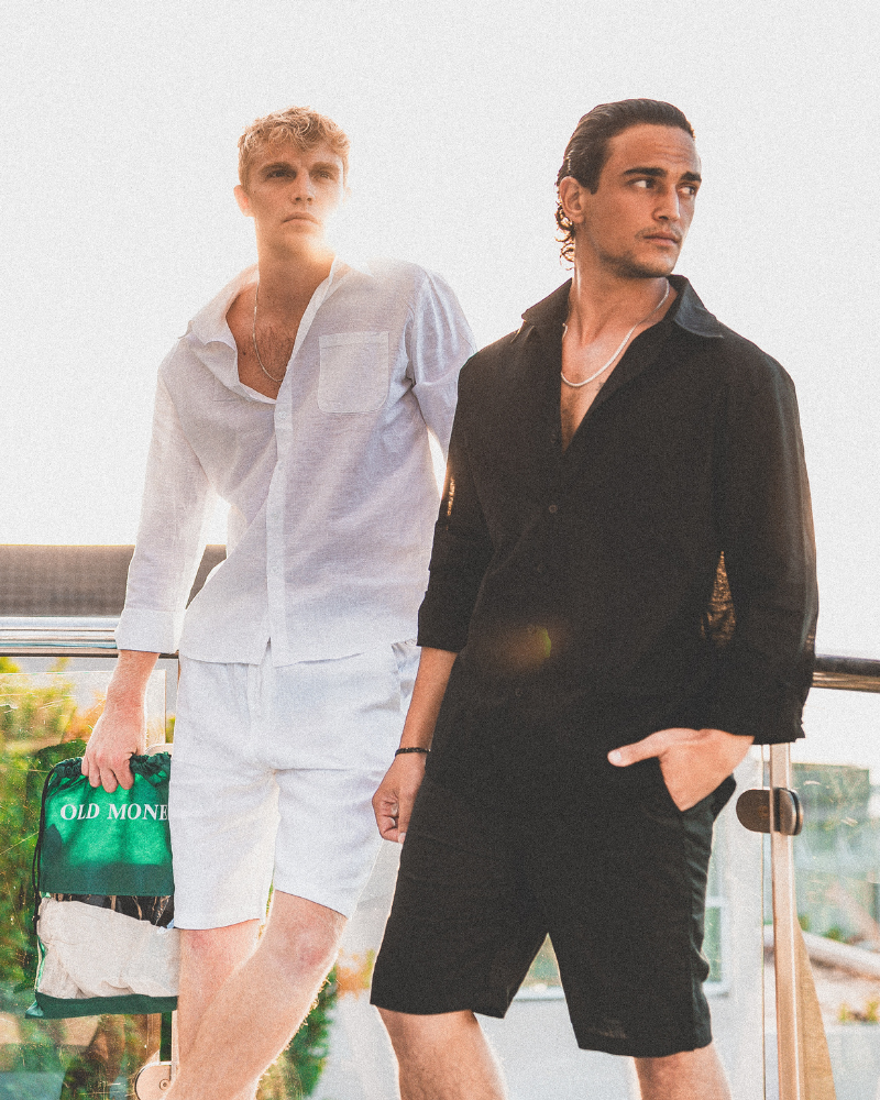 Men's Linen Drawstring Shorts with Elastic Waist