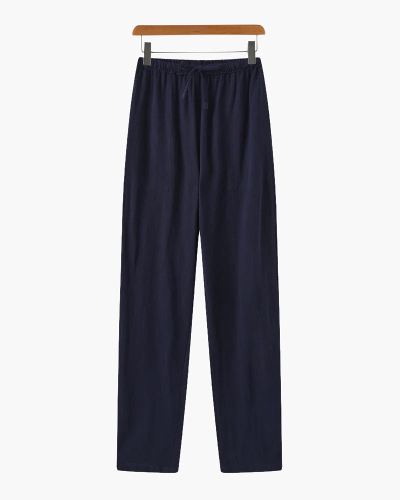 Men's Linen Drawstring Waist Relaxed Fit Straight Leg Pants