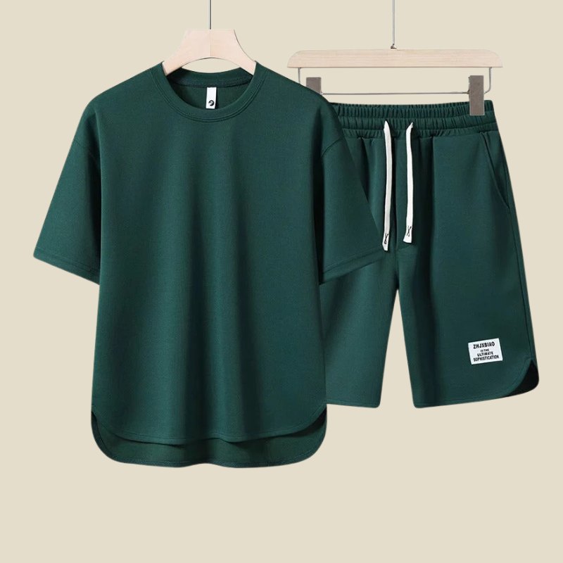 Men’s Two-Piece Casual Set – Relaxed T-Shirt and Drawstring Shorts