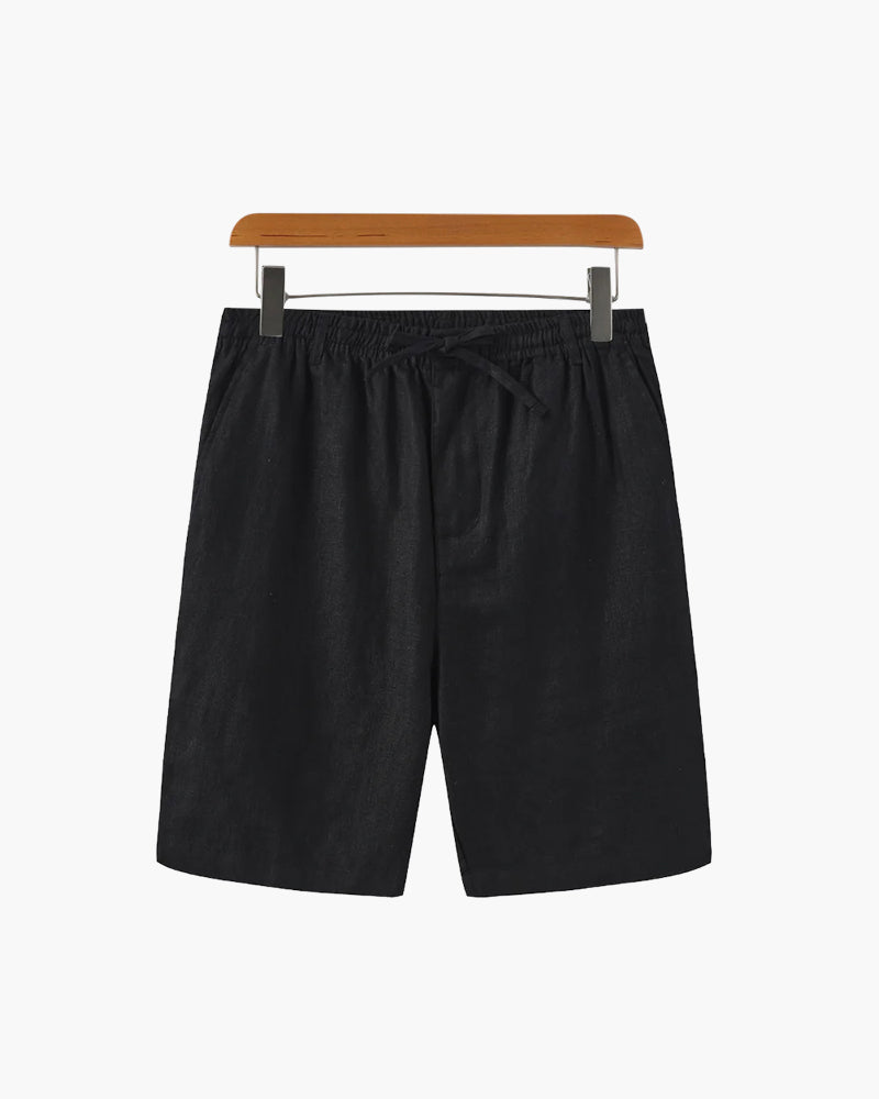 Men's Linen Drawstring Shorts with Elastic Waist