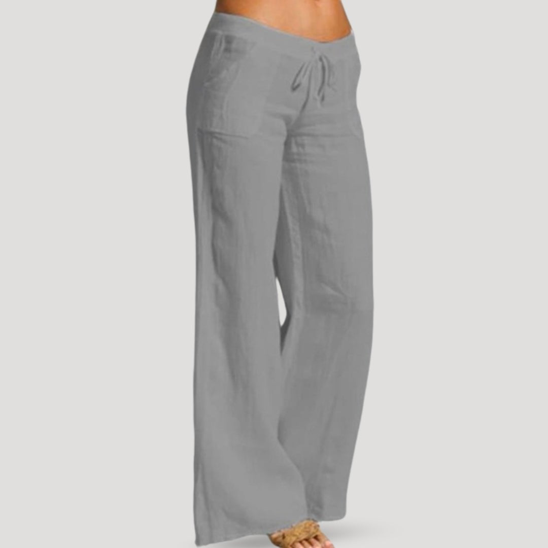 Women’s Wide-Leg Pants with Elastic Waistband and Drawstring Closure