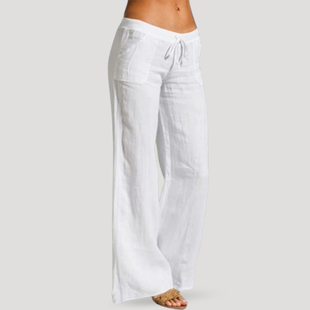 Women’s Wide-Leg Pants with Elastic Waistband and Drawstring Closure