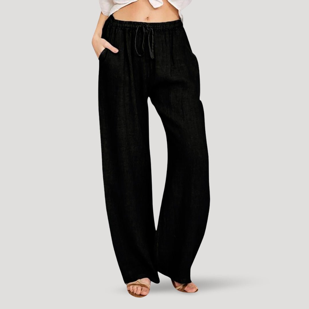 Women’s Wide-Leg Pants with Elastic Waistband and Drawstring Closure