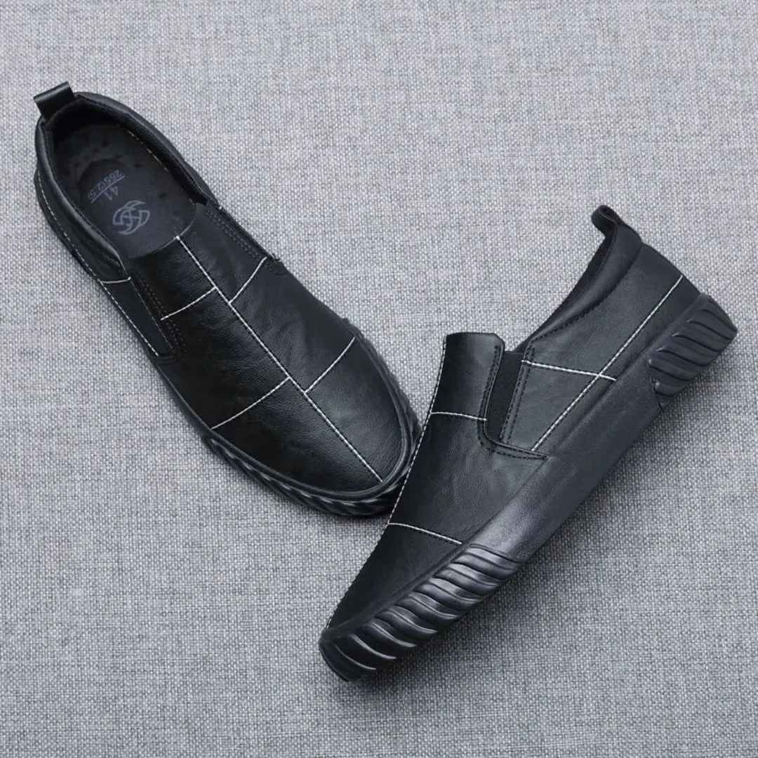 Mocassins en cuir à enfiler avec couture contrastée pour hommes