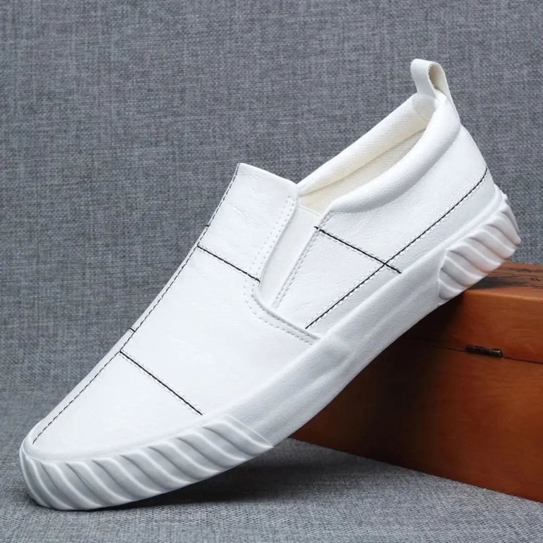 Mocassins en cuir à enfiler avec couture contrastée pour hommes