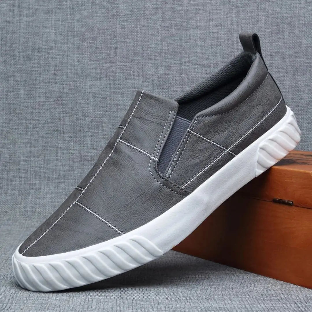 Mocassins en cuir à enfiler avec couture contrastée pour hommes