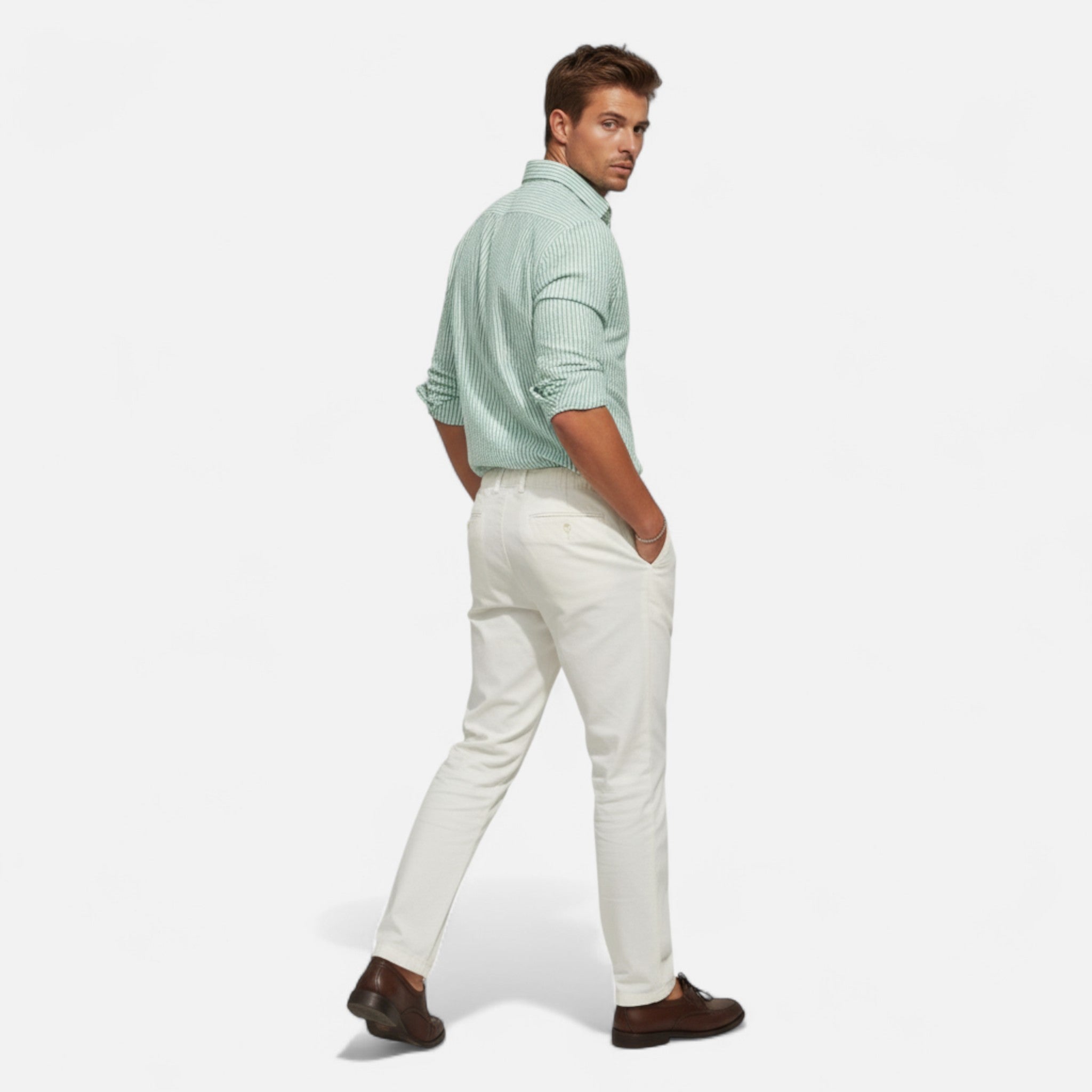 Men’s Slim-Fit Striped Business Shirt – Refined Everyday Tailoring