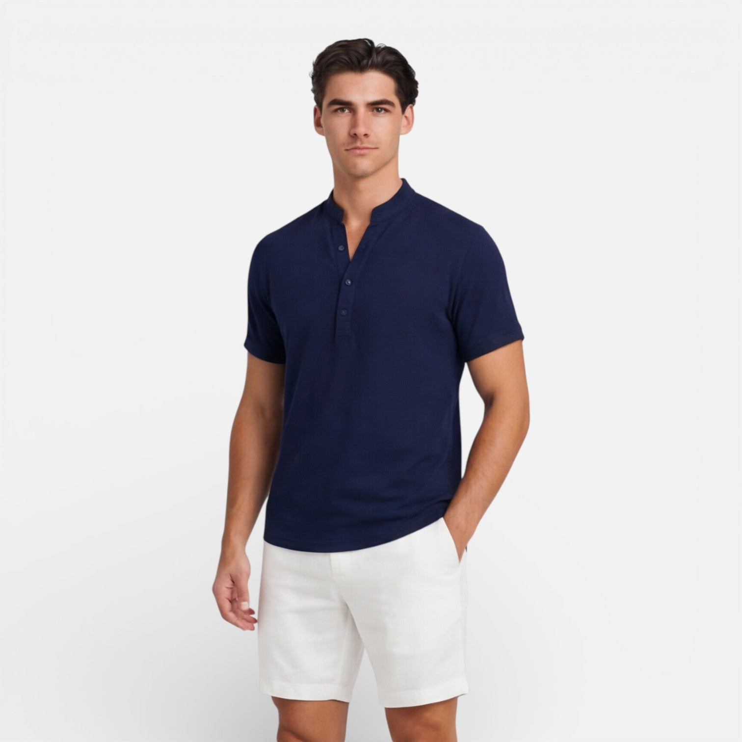 Men's Cotton Short Sleeve Henley T-Shirt Slim Fit