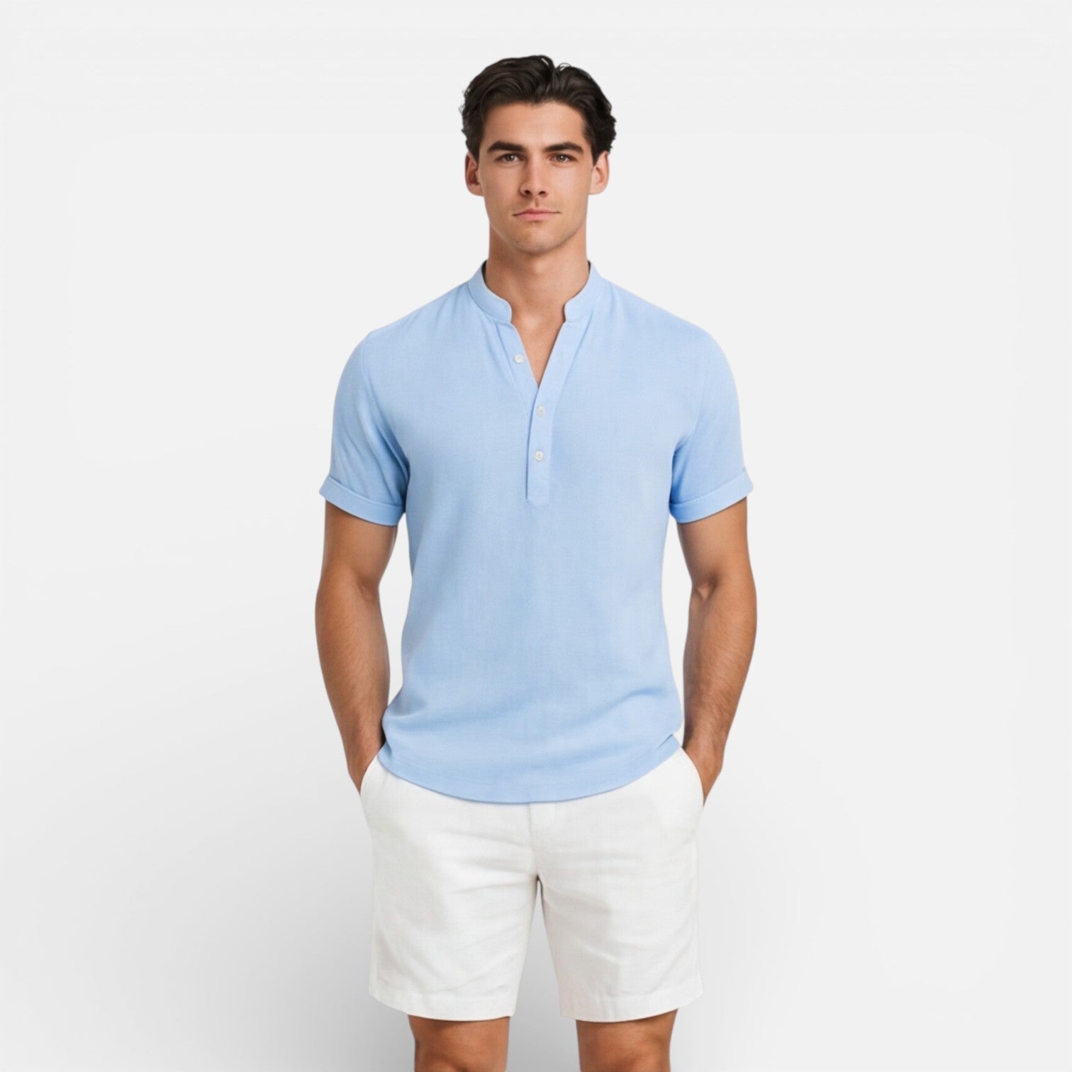 Men's Cotton Short Sleeve Henley T-Shirt Slim Fit