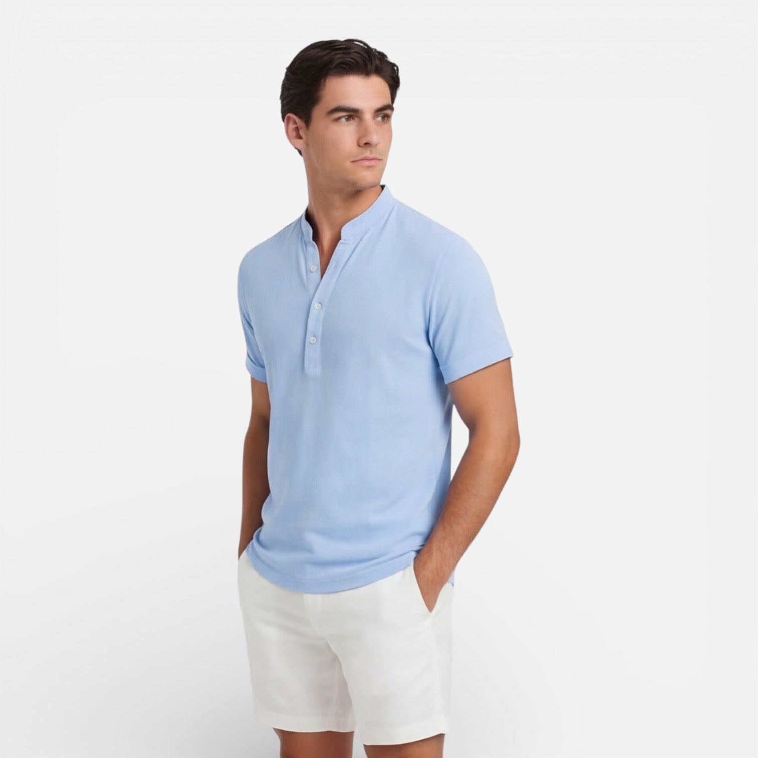 Men's Cotton Short Sleeve Henley T-Shirt Slim Fit