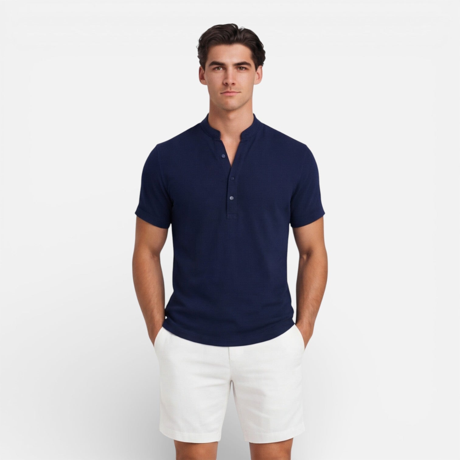 Men's Cotton Short Sleeve Henley T-Shirt Slim Fit