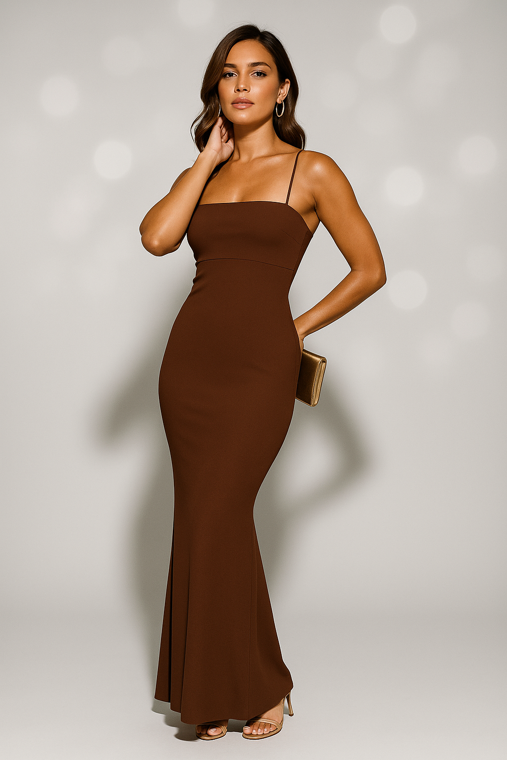 Women’s Spaghetti Strap Maxi Dress with Straight Neckline
