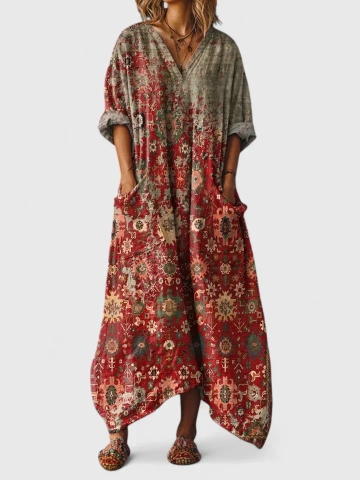 Women's Floral Maxi Dress V-Neck