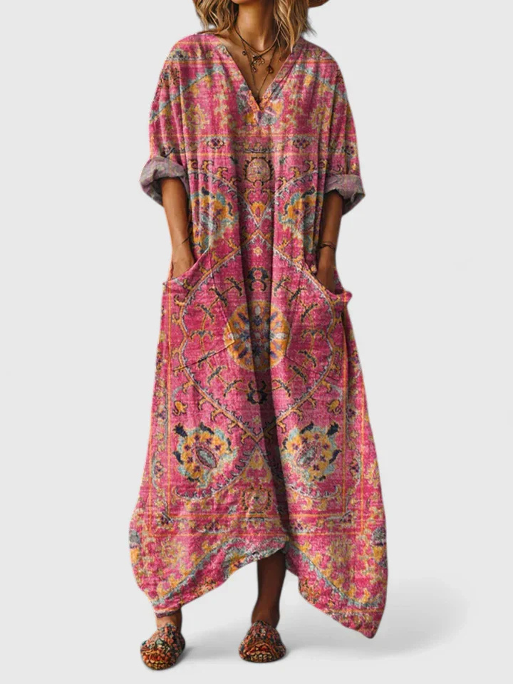 Women's Floral Maxi Dress V-Neck