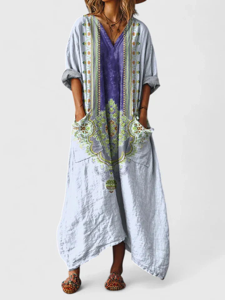 Women's Floral Maxi Dress V-Neck