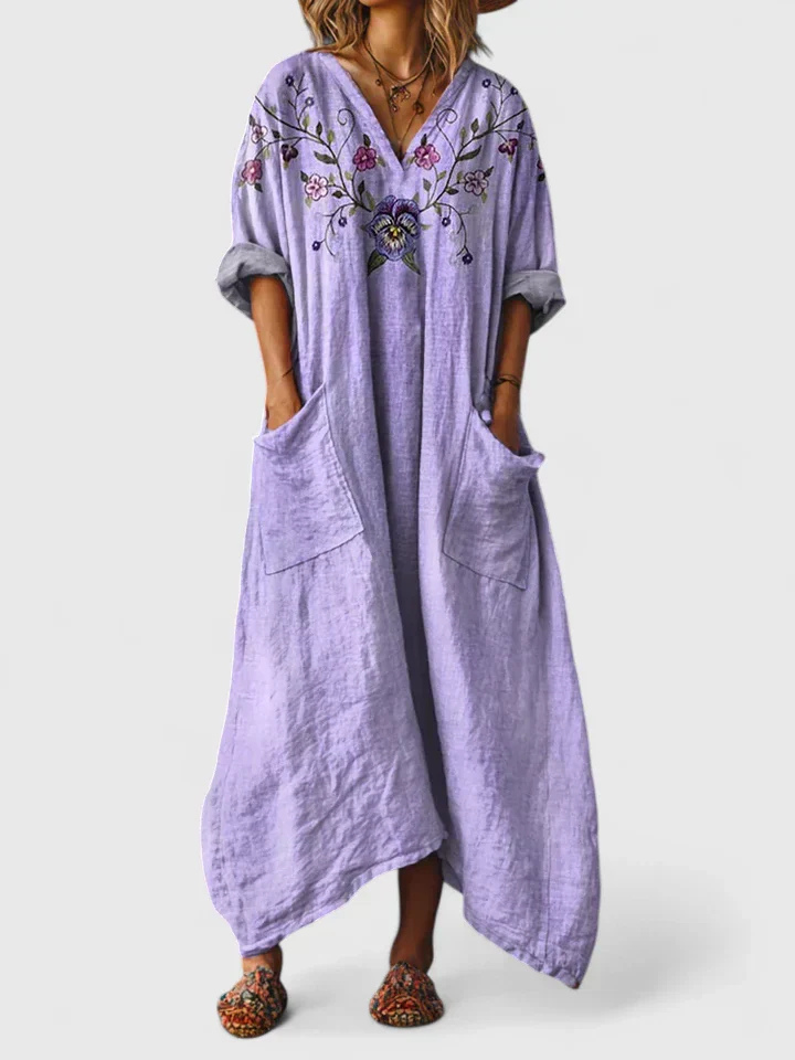 Women's Floral Maxi Dress V-Neck