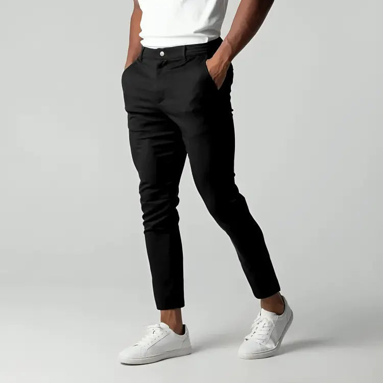 Chinos stretch fuselés pour hommes - Pantalons slim longueur cheville