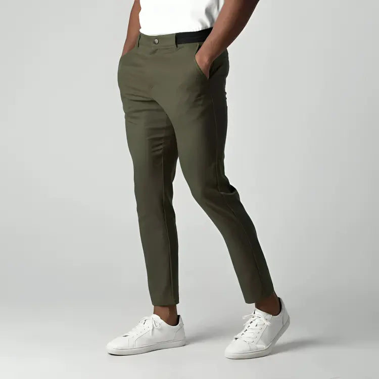 Chinos stretch fuselés pour hommes - Pantalons slim longueur cheville