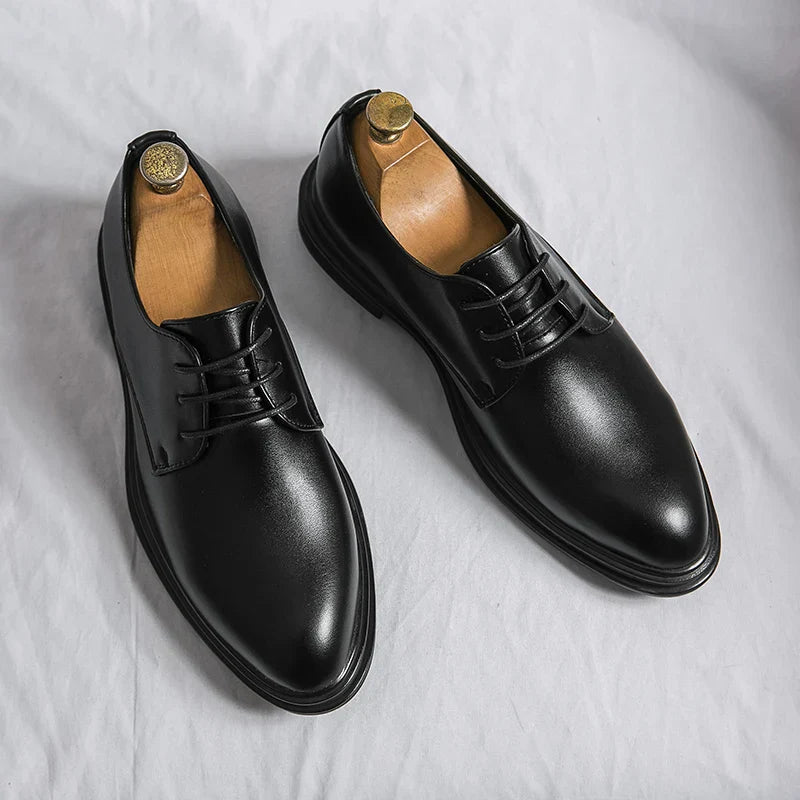 Men’s Lace-Up Derby Dress Shoes with Rounded Toe