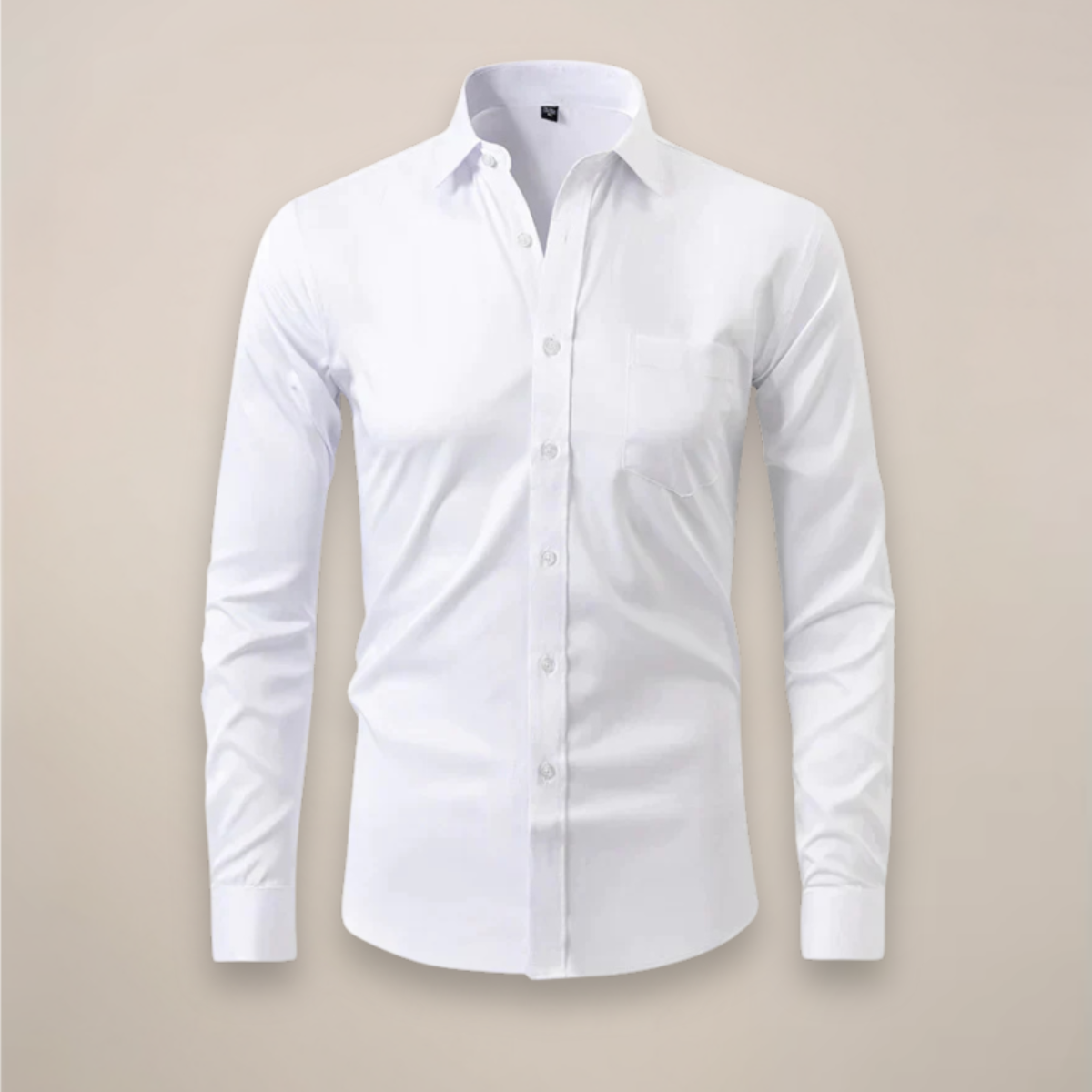 Men’s Long Sleeve Button-Up Shirt with Chest Pocket and Classic Collar