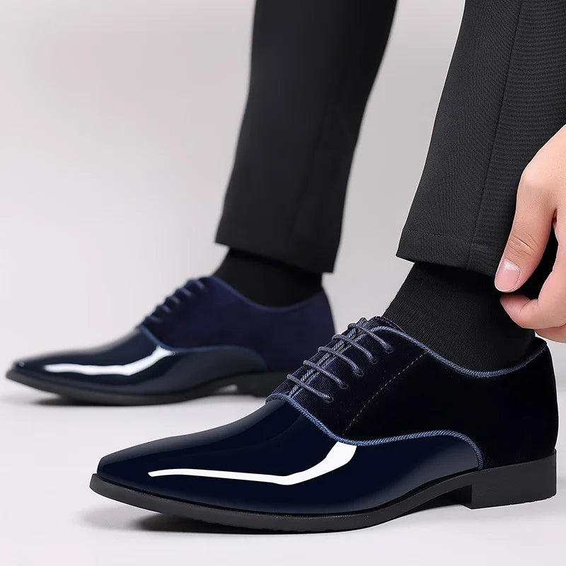 Men’s Patent Oxford Shoes – Polished Lace-Up with Refined Contrast Finish