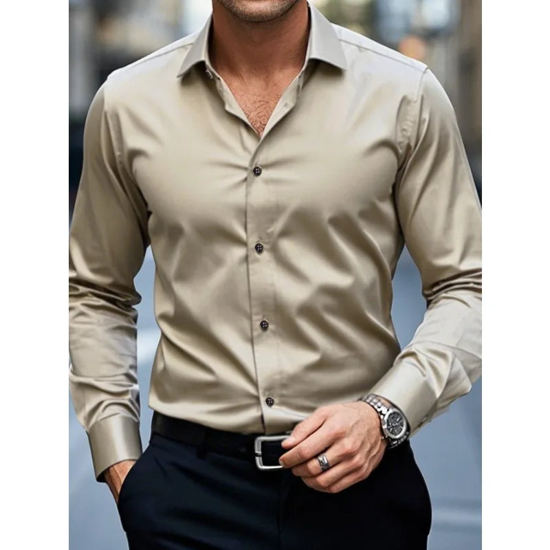 Men’s Slim Fit Shirt – Tailored Button-Down with Long Sleeves