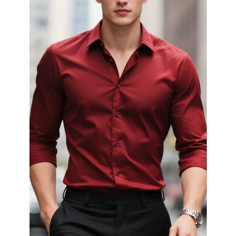 Men’s Slim Fit Shirt – Tailored Button-Down with Long Sleeves