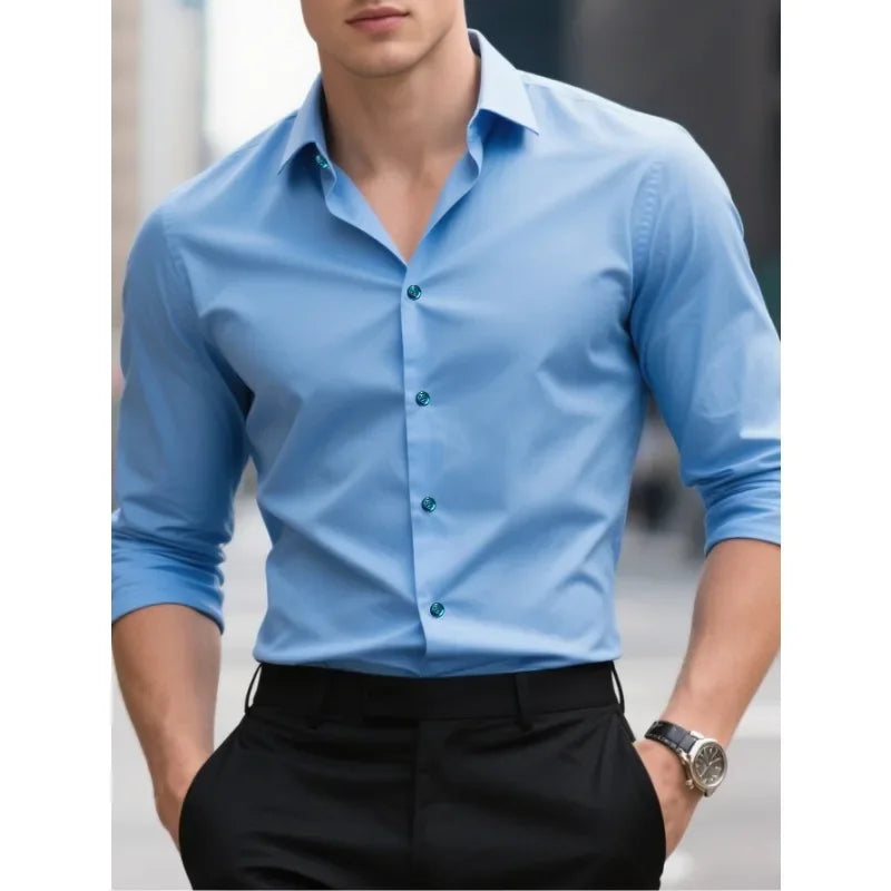 Men’s Slim Fit Shirt – Tailored Button-Down with Long Sleeves