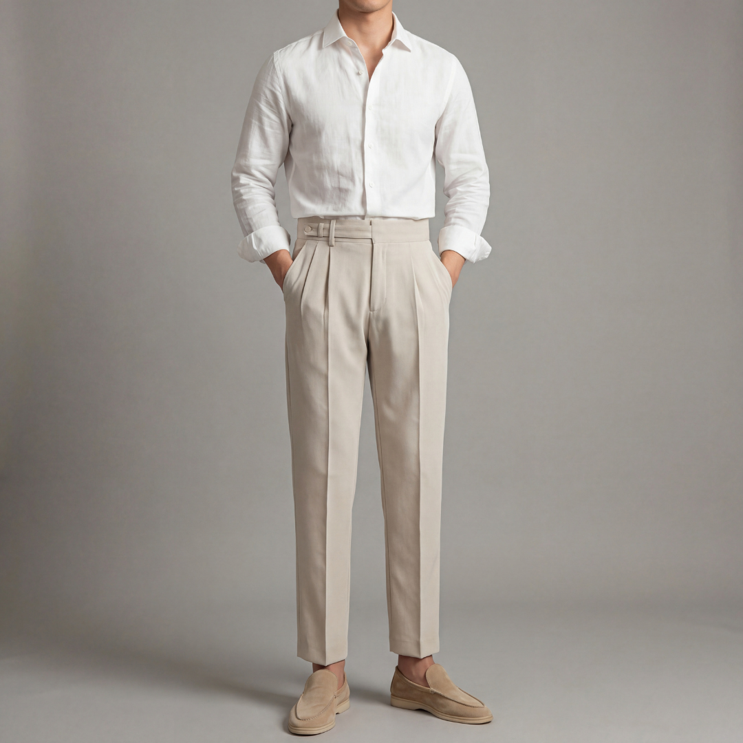 Men's Single Pleat Front Tailored Fit Trousers