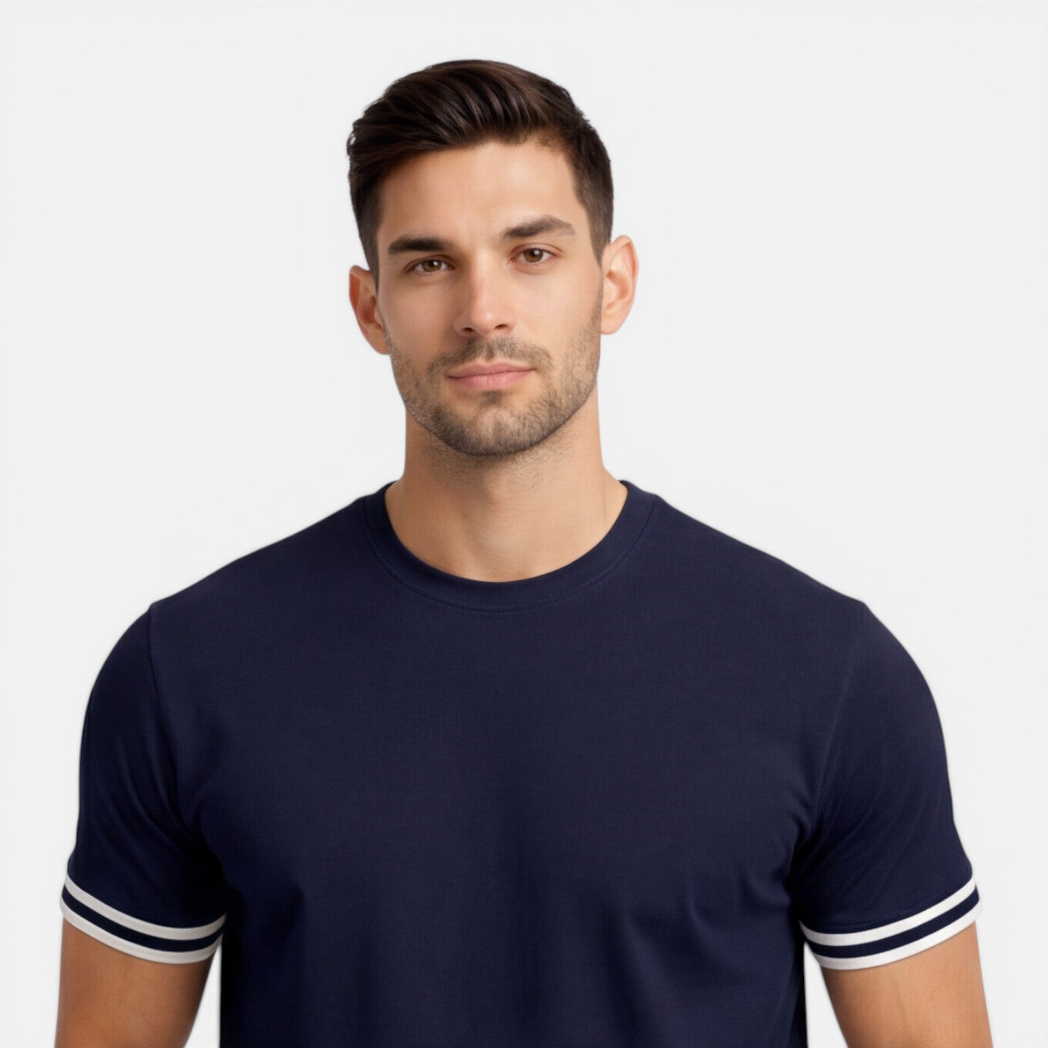 Men's Stripe Trim T-Shirt - Drawstring Shorts Two Piece Set