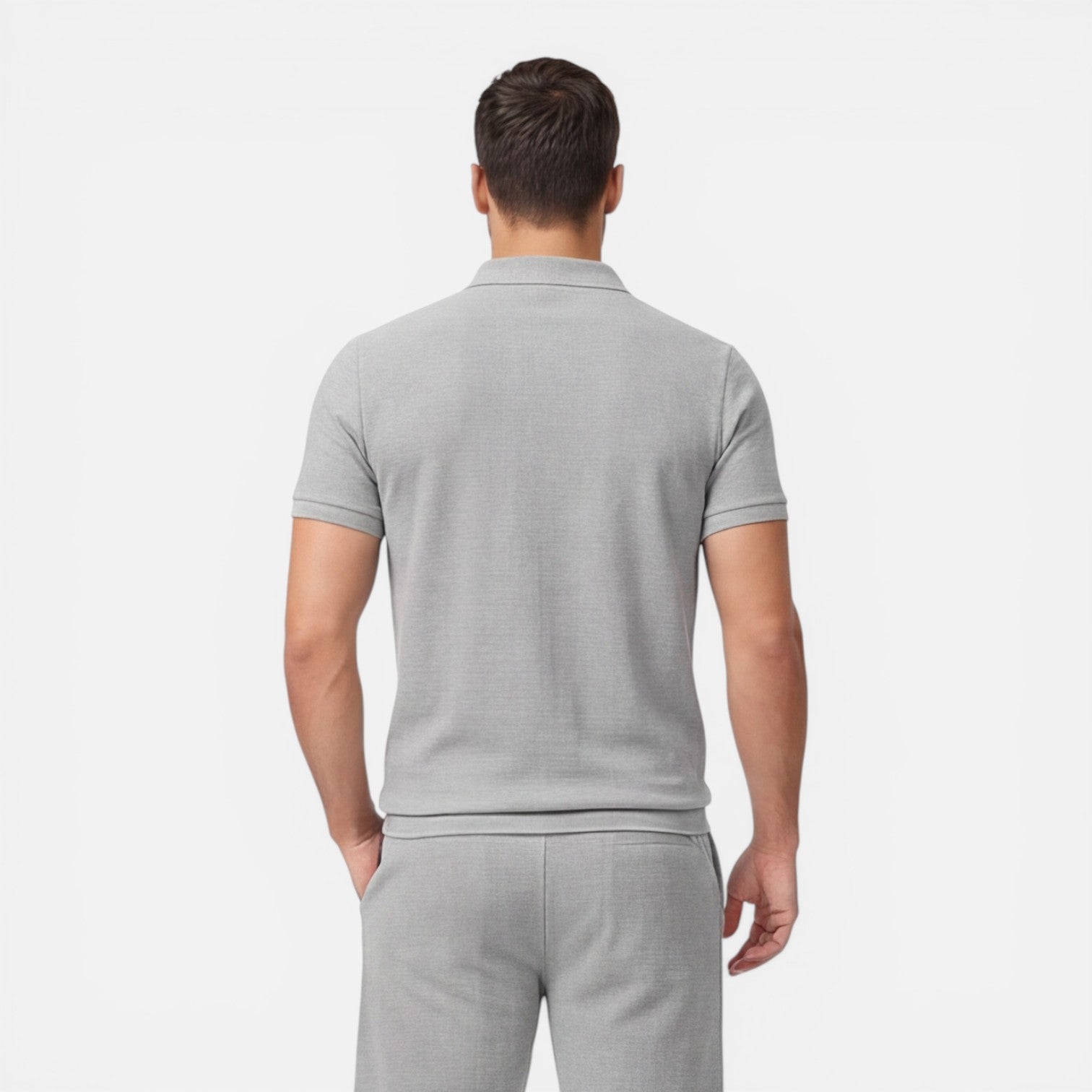Men's Polo Shirt - Drawstring Shorts Two Piece Set