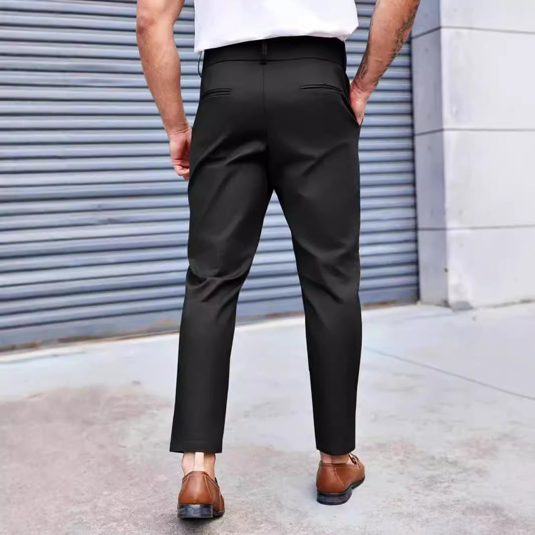 Men's Trousers Ankle Length Flat Front Tailored Fit