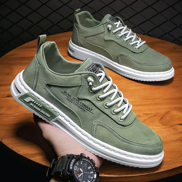 Men's Orthopedic Low-Top Lace-Up Sneakers with Contrast Stitching