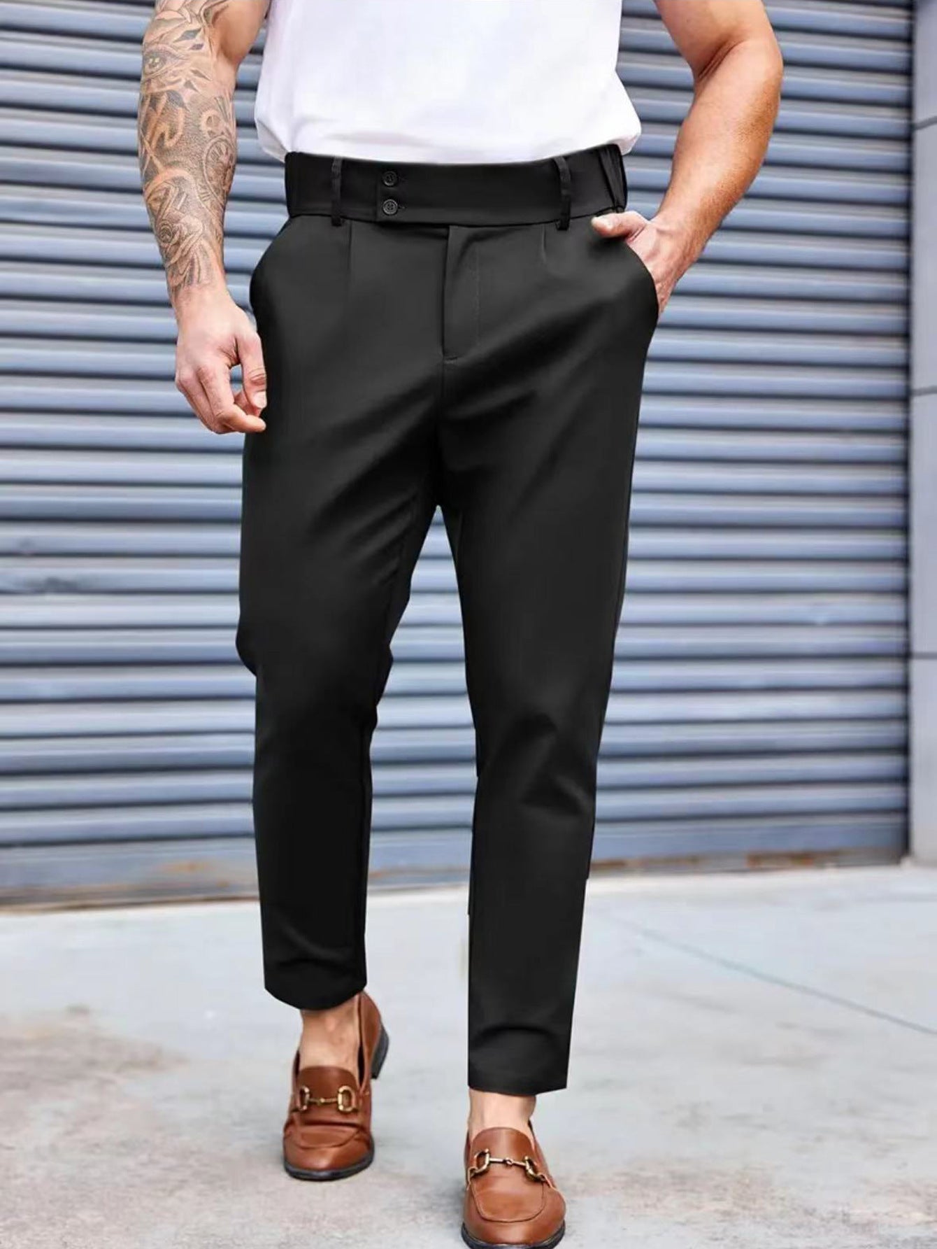 Men's Trousers Ankle Length Flat Front Tailored Fit