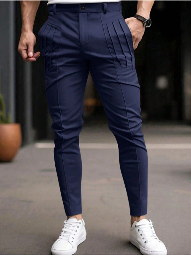 Men's Chinos Pleated Front Tapered Fit Ankle Length