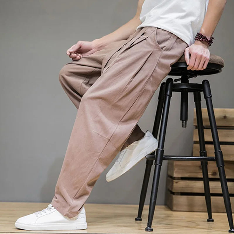 Men’s Relaxed Tie-Waist Pants – Minimalist Casual Draped Silhouette