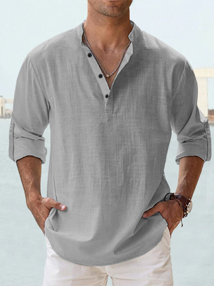 Men's Linen Shirt V-Neck