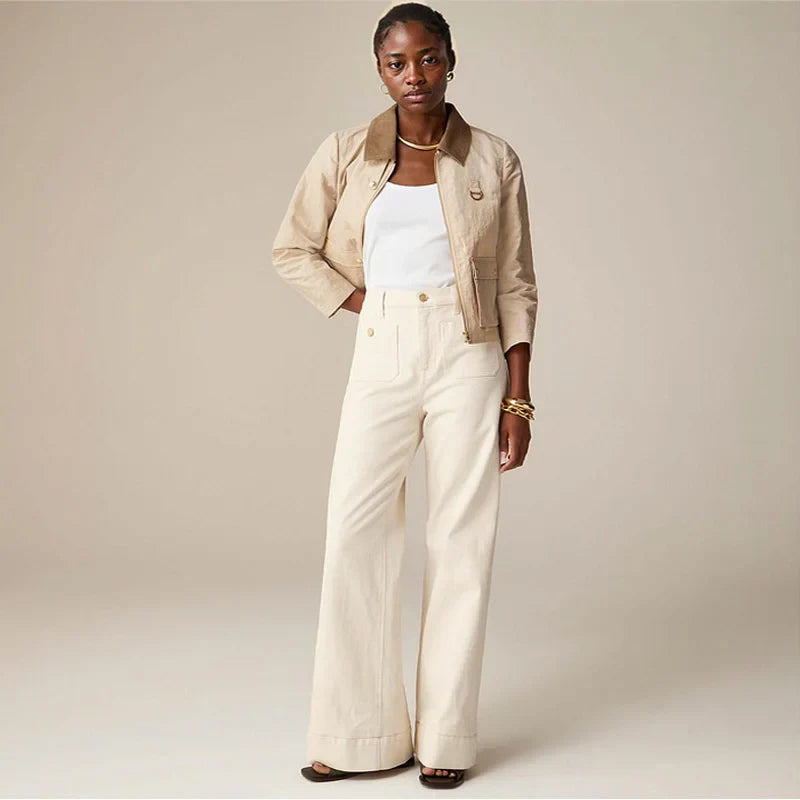 Women’s High-Waist Wide-Leg Jeans – Structured Tailored Fit Denim Pants