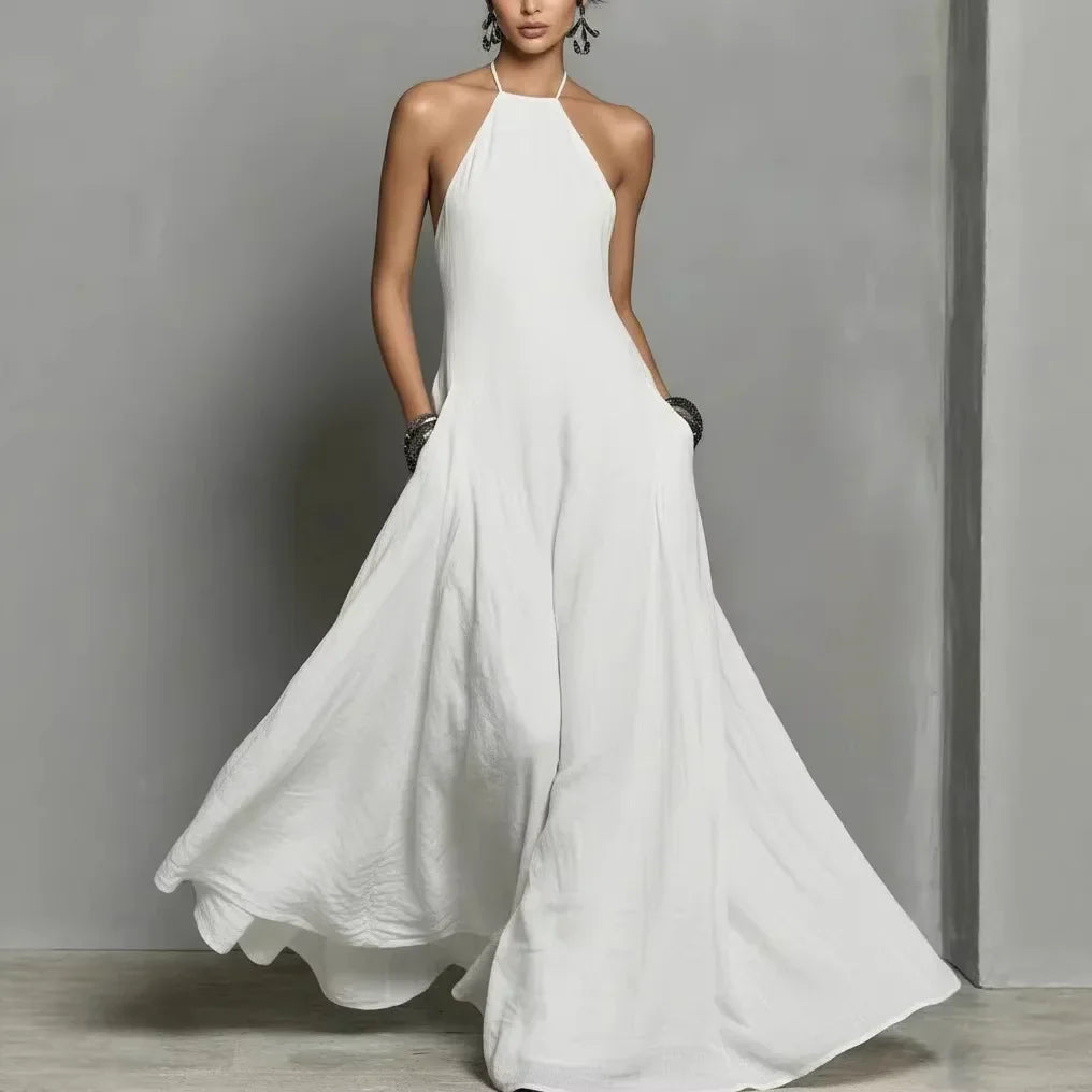 Women's Maxi Dress Halter Neck Sleeveless Tiered