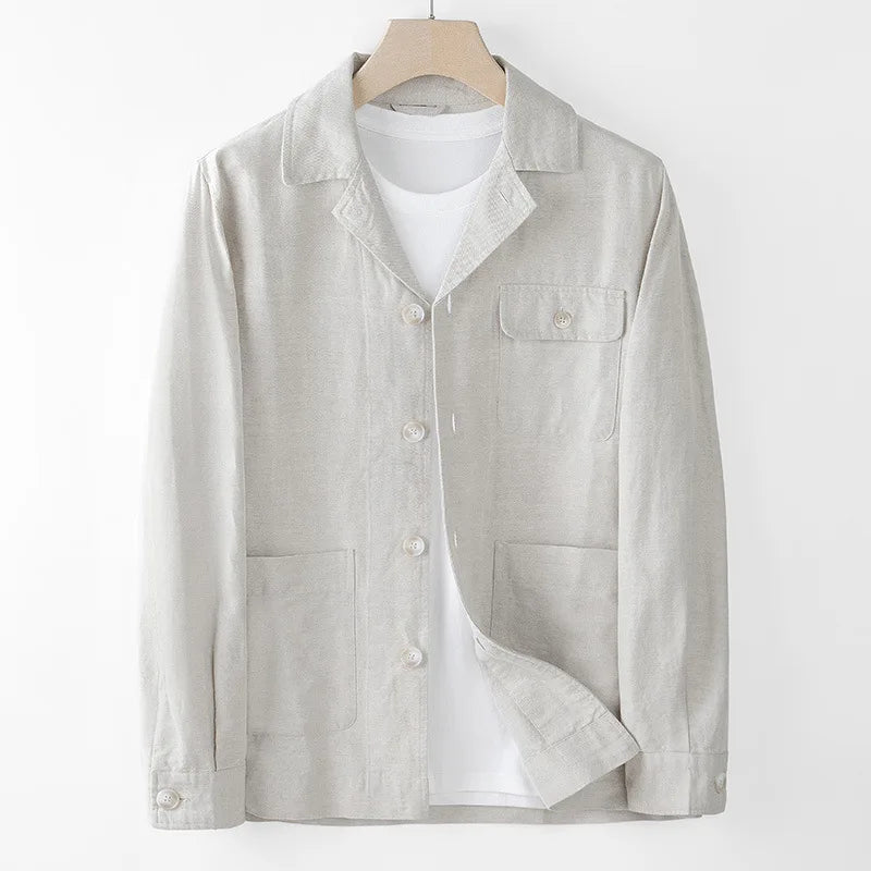 Veste en mélange de lin à boutons pour hommes
