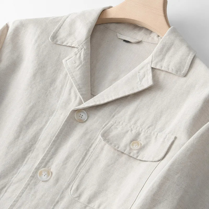 Veste en mélange de lin à boutons pour hommes
