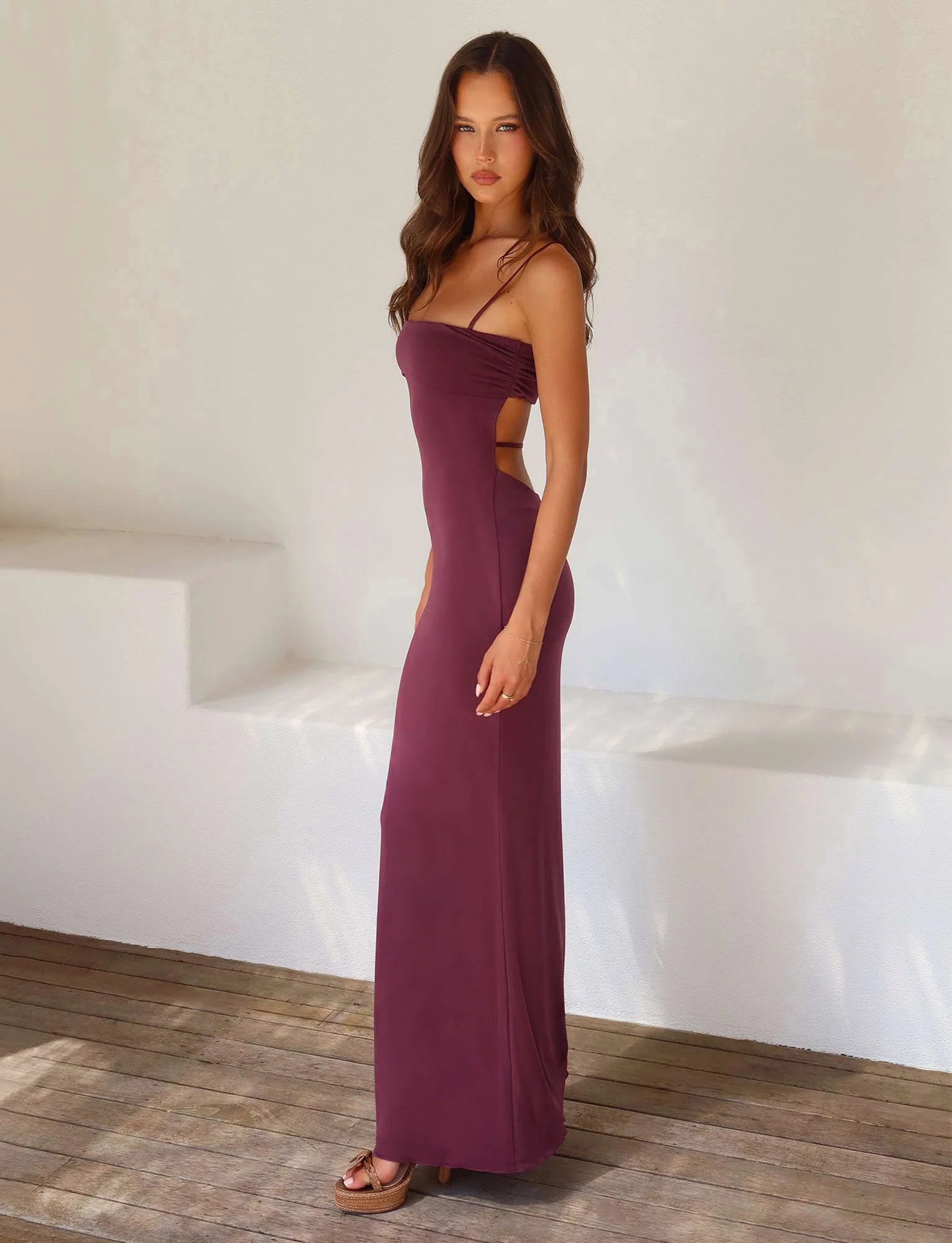 Women’s Spaghetti Strap Maxi Dress with Straight Neckline